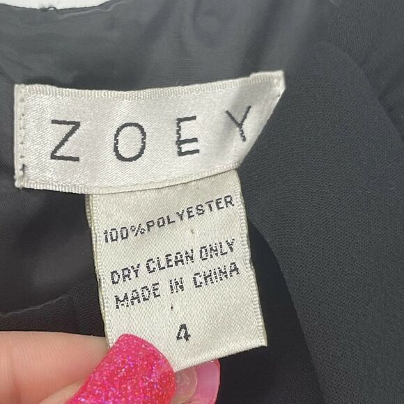 ZOEY Dress Black Sheath Knee Length Sleeveless Size 4 Classic Cocktail Career - Picture 6 of 6
